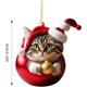 thumbnail image 3 of Colgante de gato para árbol de Navidad, acrílico 2D, adorno navideño colgante, divertido adorno navideño de gato, colgante navideño, joyería para árbol de Navidad, decoraciones acrílicas., 3 of 5