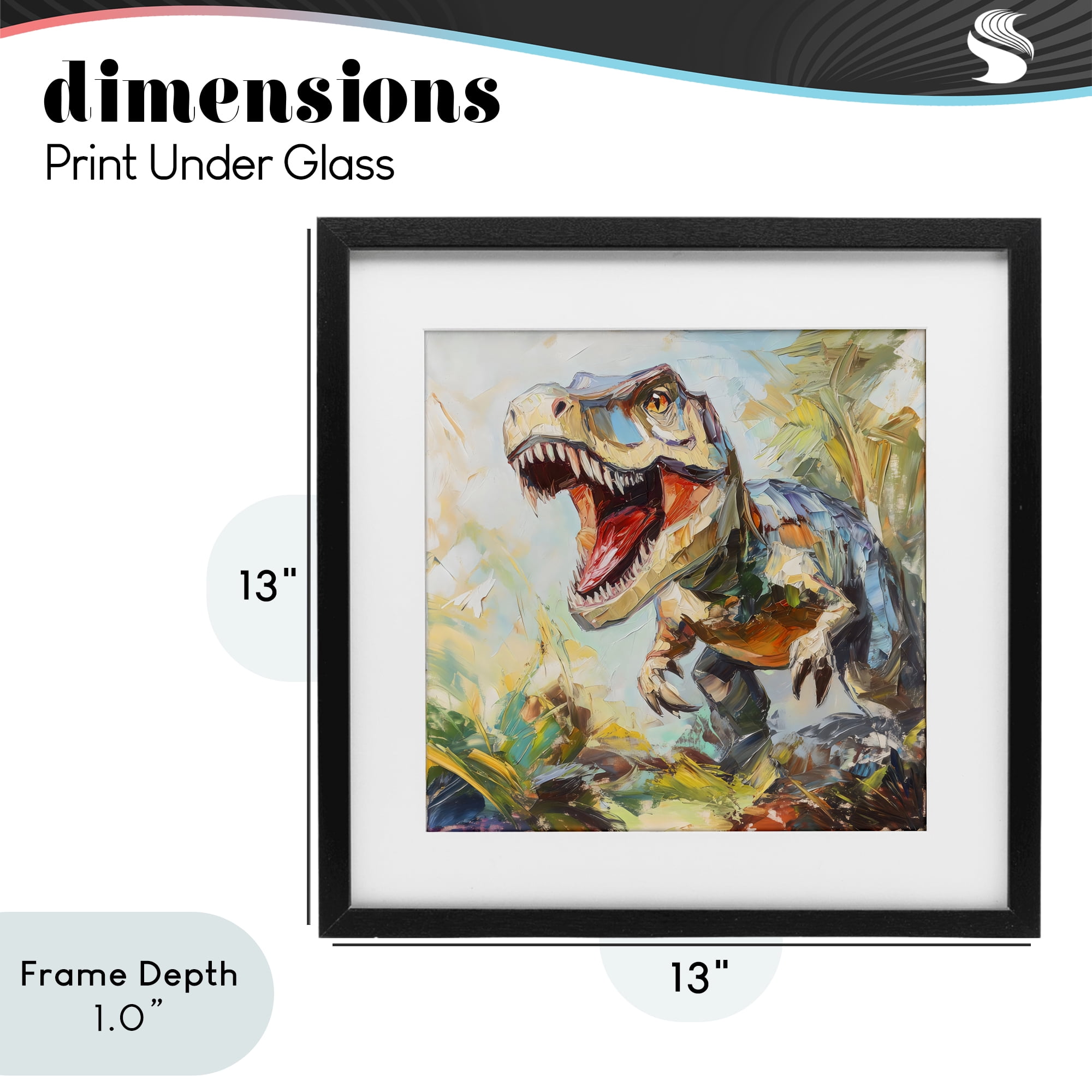 Stupell Industries Enchanting T-Rex Roar Black Framed Print Under Glass, design by Creative Studio