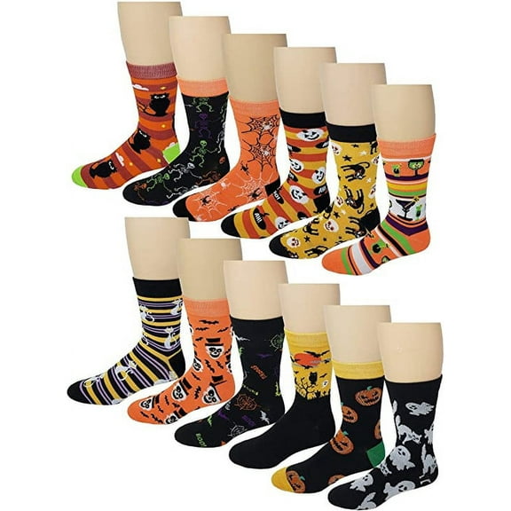 12 Pairs Men Halloween Fancy Design Dress socks