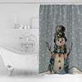 thumbnail image 2 of Christmas Cartoon Shower Curtain, 66" x 72", Snowman with Snowflakes Blue Waterproof Bathroom Curtain Washable Shower Curtain Set with 12 Hooks, 2 of 6