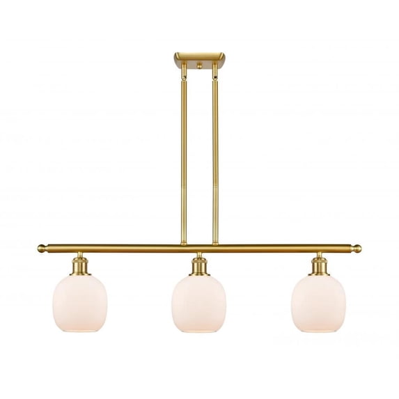 516-3I-SG-G101-LED-Innovations Lighting-Belfast-10.5W 3 LED Island in Industrial Style-36 Inches Wide by 10 Inches High Satin Gold Finish with Matte