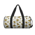 thumbnail image 3 of Rocae Hohey Bee Golden2 Print Round Travel Duffel Bag and Fitness Bag, Women's Waterproof Weekend Tote, Men's Travel and Fitness Essentials, 3 of 8