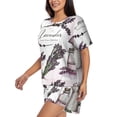 thumbnail image 2 of Kdxio Lavender Herbs and Plants Print Pajamas Sets for Women Short-Sleeved Pjs with Lounge Shorts Two Piece Sleepwear S-4XL, 2 of 8