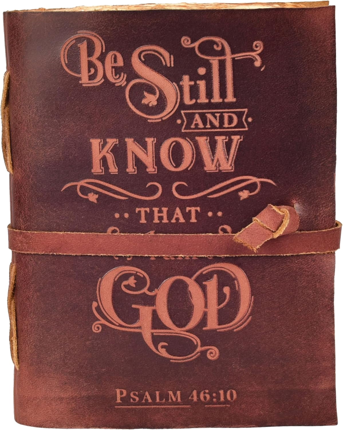Vintage Leather Journal with Psalm :10 Bible Verse–13''x8'' Embossed Prayer Study Journal for Women & Men – 200 Pages Handmade Cotton Deckle  Watercolor Paper - Fuchsia