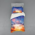 thumbnail image 2 of Ambesonne Colorful Bedding Set 4 Pcs, Sunset Cloudscape Sky, Queen, Orange Blue, 2 of 3