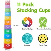 Wanonoo Baby Toys Stacking Cups for Babies 6-12 Months, Montessori Toys for 1 Year Old, Baby Bath Nesting Stacking Toys, Stackable Number Blocks Toys 6-12-18 Months, Birthday Gifts for 1 2 3 Year Old