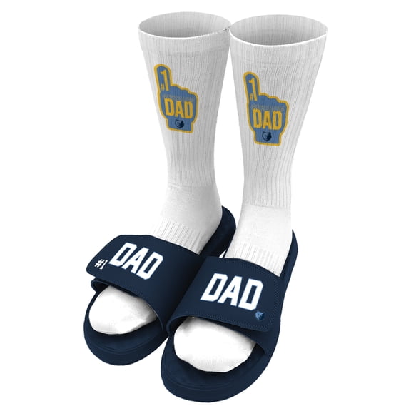 Unisex ISlide Navy Memphis Grizzlies #1 Dad Socks & Slide Sandals Bundle