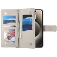 thumbnail image 2 of Funda cartera GANGXUN para iPhone 15 , cuero PU con tarjetero, cremallera, correa de mano, soporte y protección 826°, 2 of 6