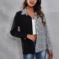 thumbnail image 3 of Blusa a cuadros para mujer, camisa a cuadros informal elegante a la moda con botones y cuello vuelto de manga larga, tipo AM, 3 of 7