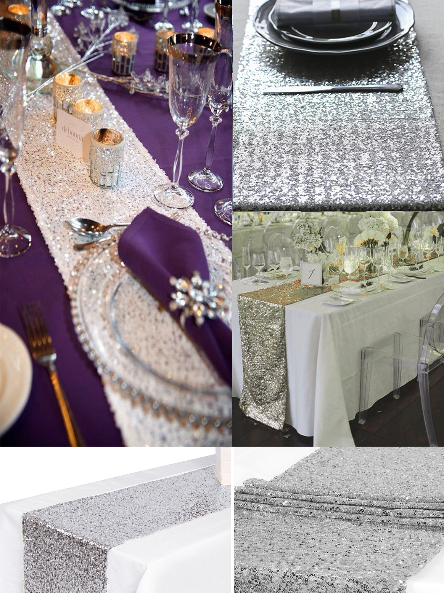 Sequin Table Runner Tablecloth Xmas Party Wedding Decorations 12"x72''/108"/118"