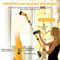 thumbnail image 5 of Amiluo Electric Spin Scrubber, 1500 RPM Cordless Bathroom Cleaning Brush with 4000 mAh Large Battery, 8 Replaceable Heads, Extension Handle & Display, Power Scrubber for Shower/Floor/Tub, A4-Yellow, 5 of 10