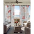 thumbnail image 4 of Red Orange Coastal Blackout Curtains 84 Inches Long for Bedroom, Nautical Summer Beach Coral Sea Turtle Thermal Insulated Room Darkening Black Out Window Curtain Panels Grommet Drapes for Living Room, 4 of 8