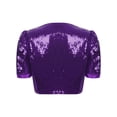 thumbnail image 4 of vastwit Women's Shiny Sequin Bolero Shrug Tops Short Sleeve Open Front Cropped Jacket Purple XXL, 4 of 6