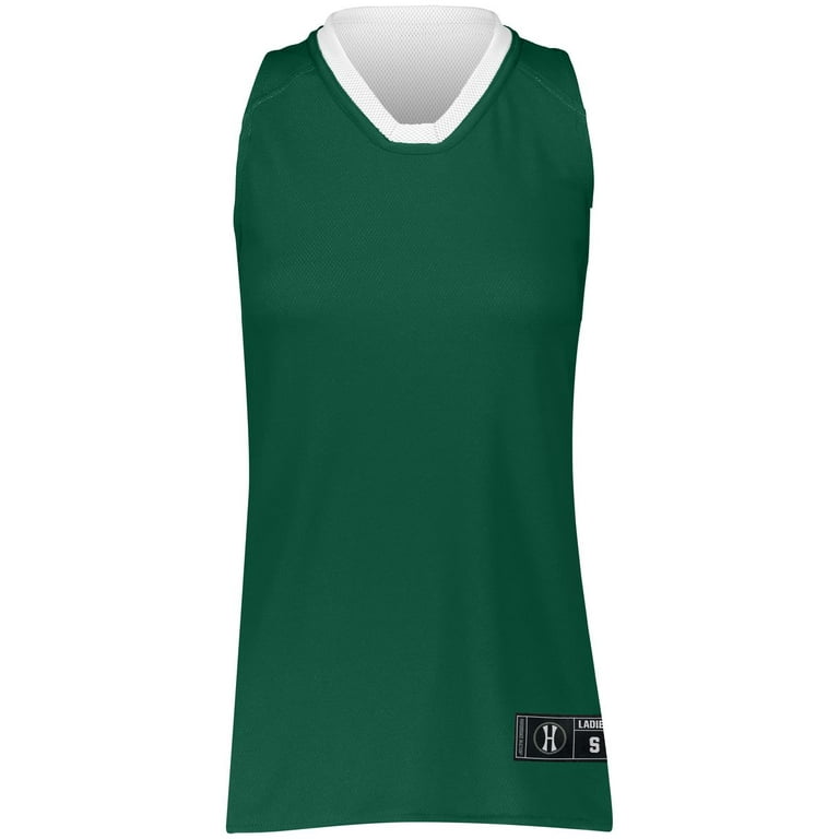 Holloway Sportswear L Womens Dual-Side Single Ply Basketball Jersey Forest/White 224378