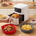 thumbnail image 4 of M Buder 2 Pack Silicone Air Fryer Liners with Side Holes, Round Reusable Basket Bowl Replacement for Parchment Paper, Fits 4-7 QT, Baking Tray Oven Accessories, Gray&Red (Top 7.9in, Bottom 6.7in), 4 of 8