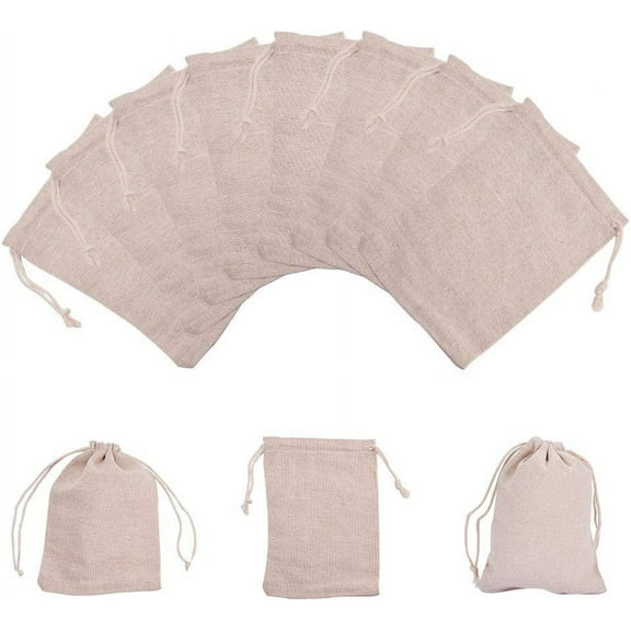 PH 30PCS Cotton Muslin Drawstring Bags Jewelry Pouch Reusable Bags Travel Pouch Wedding Birthday Party Favor Bags 4.7x6.7 Inch Antique Bronze