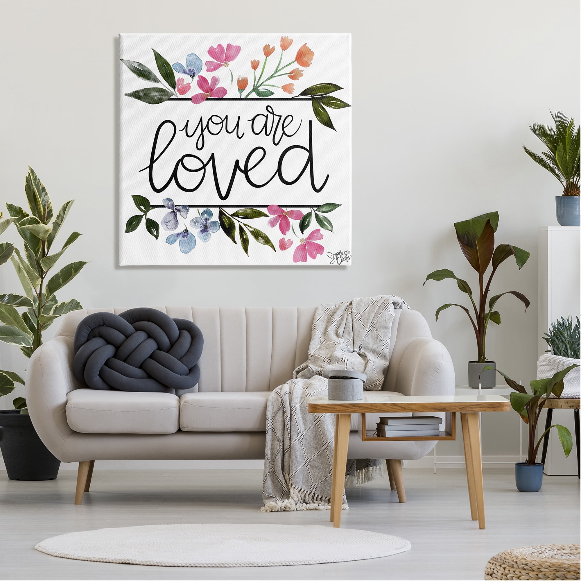 Stupell You Are Loved Botanical Blossoms Botanical & Floral Painting Gallery Wrapped Canvas Print Wall Art