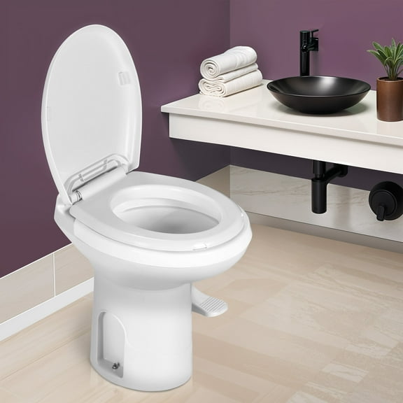 Wooflex Portable Toilet with Pedal Flush & Hand Sprayer, Home Like Comfort, Easy to Use, Water-Saving, Odor-Lock, White