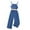 Blue, variant on Girls Demin Jumpsuit Solid Color Comfortable Casual Rompers with Waistband Wide Leg Jumpsuits Size 8 Y-9 Y