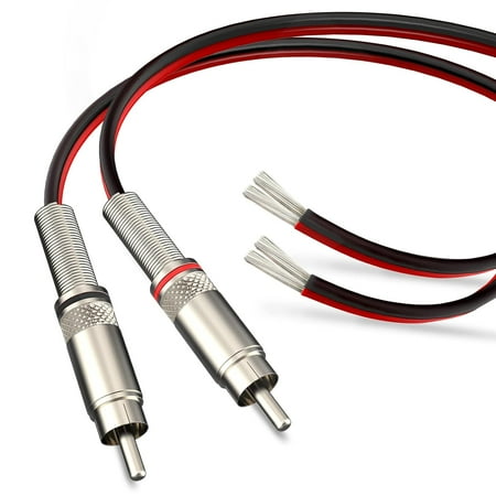YQMAJIM (14AWG 2.5ft) Premium Red/Black RCA Plug to Speaker Wire: Speaker Bare Cable to RCA Plug Adapter, 14 Gauge Speaker Wire with RCA Jacks - Premium cables & Connector for Amplifier,TV,Subwoofer