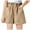 Khaki-02, variant on Ugoldhm Girls' Belted Pleated Shorts (3-13Y) Cotton Sport Shorts Summer Everyday Wear,Adjustable Waist