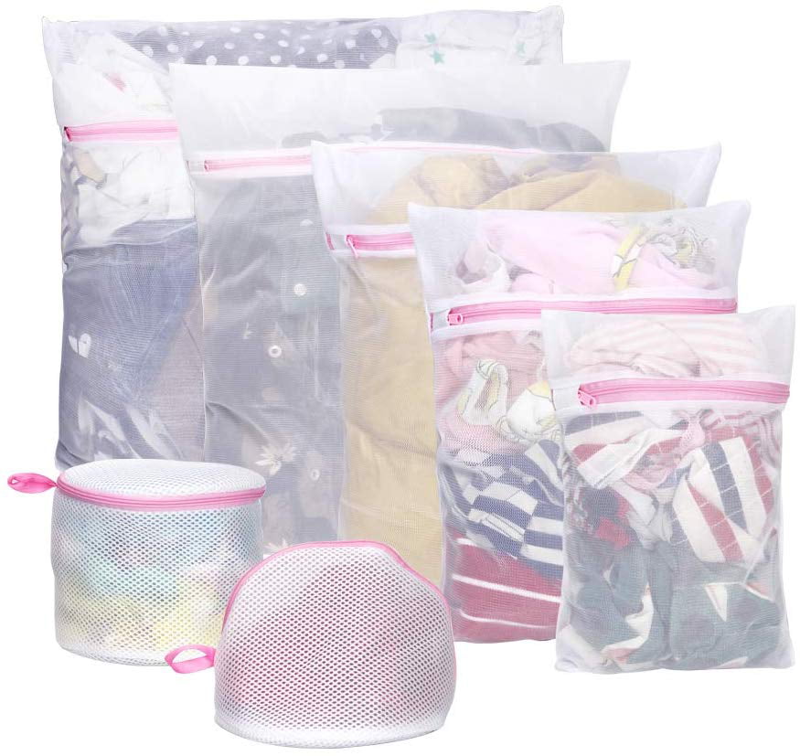 5pcs Mesh Laundry Bags Zipped Wash Bag Underwear Bra Lingerie Travel Organizer 