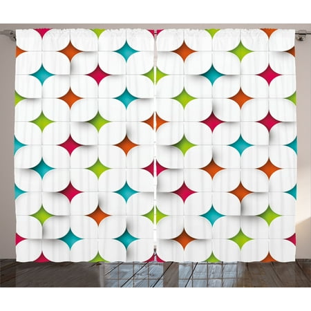 Abstract Geometric Wall Panel Geometric Curtains 2 Panels Set, Colorful Abstract Geometric Design Modern Graphic Mosaic Grid Mesh Pattern Image, Window Drapes for Living Room Bedroom, 108W X 84L Inches, Multicolor, by Ambesonne ()