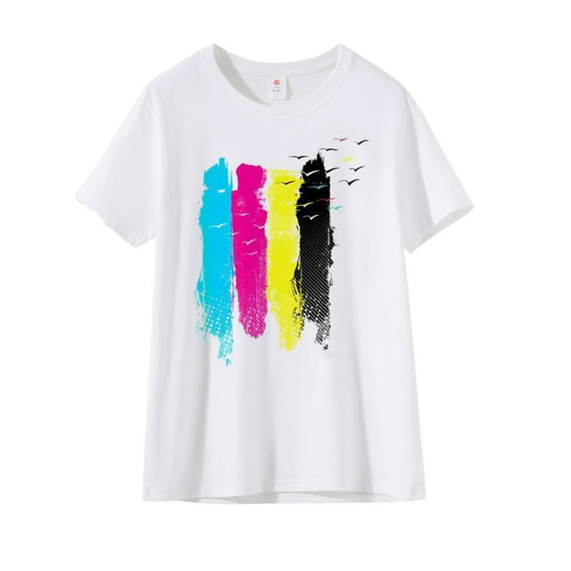 Birdeem Chemise Décontractée Imprimée pour Femmes Col Rond Manches Courtes Tee Tops Manches Courtes Blouses Col Rond Chemises