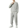 thumbnail image 2 of Men's Solid Color Casual Fashion Long-Sleeved Round Neck Top Sweatpants Set, 2 of 4