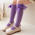 thumbnail image 5 of Rggeeun Baby Socks Ribbed Knee High Socks with Bow Boys Girls Cozy Cotton Socks Fall Winter Outdoor Play Simple,Purple,One Size, 5 of 5