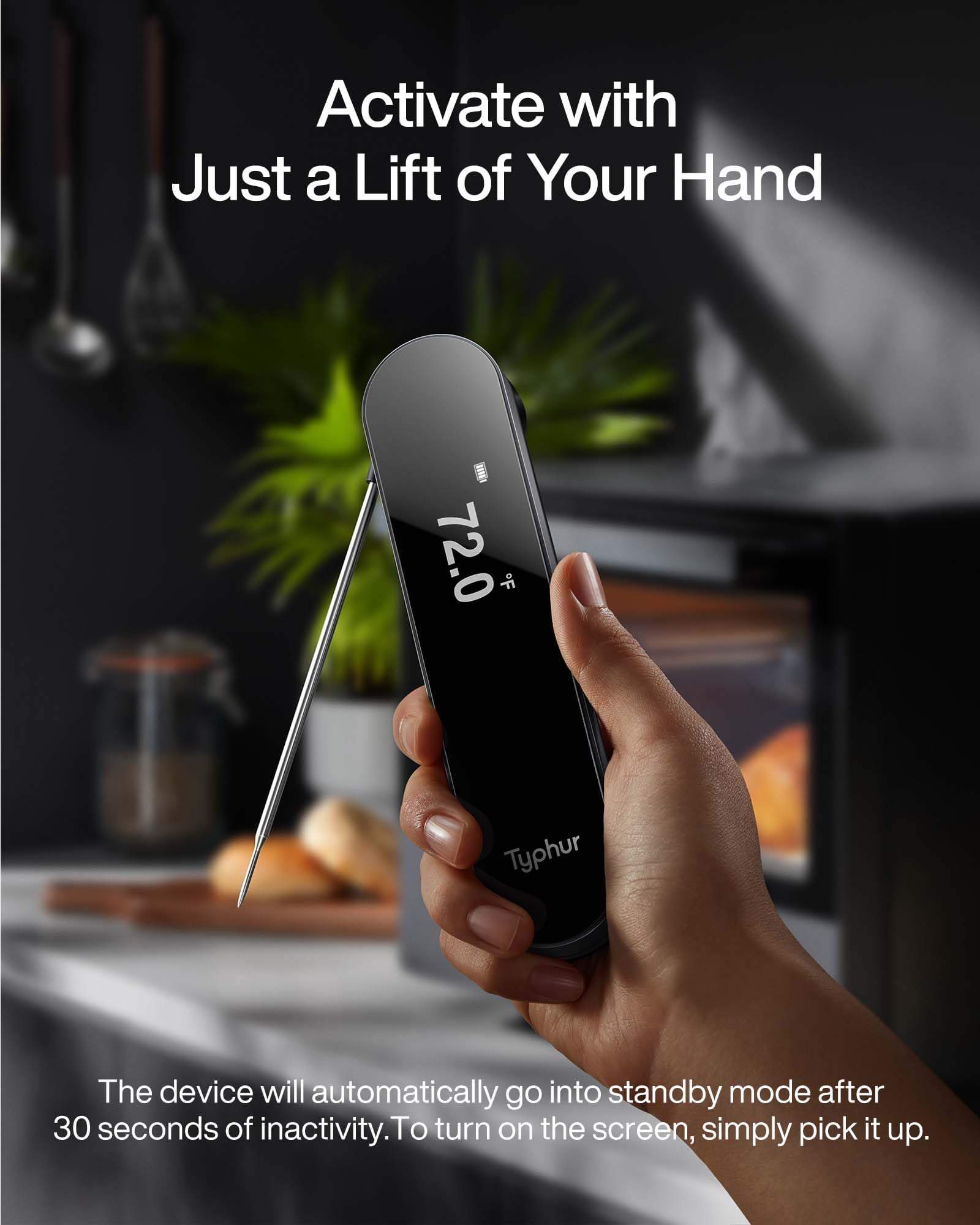 Typhur InstaProbe 0.5S Instant Read Meat Thermometer, Digital Food Cooking Thermometer with High Accuracy, IP67 Waterproof for Kitchen, Grill, BBQ, Oven