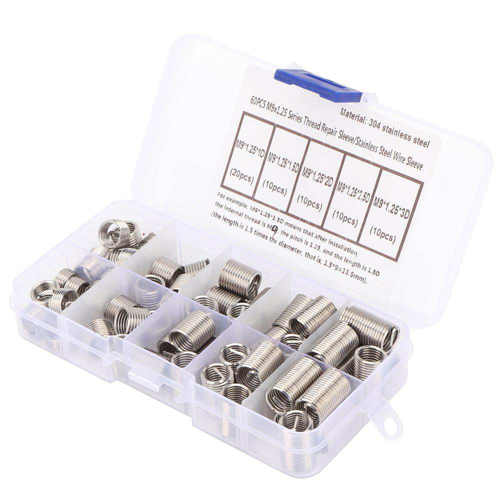 Details about   Wire Insert Thread 60pcs 304 Stainless Steel Wire Screw Sleeve Thread Repair 