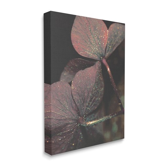 Stupell Industries Red Sparkle Petals Warm Tone Clover Detail Canvas Wall Art by Daphne Polselli