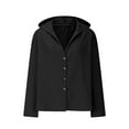 thumbnail image 4 of ABATAB Cotton Linen Shirts for Women Casual Button down Long Sleeve Hooded Pullover Tops Lightweight Breathable Loose Fit V Neck Hoodies(Medium,Black 1), 4 of 6
