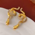 thumbnail image 4 of Retro Style Snake Earrings Accessory Dazzling Snake Earrings Gold Alloy Comfortable Ear Studs Ornament for Long Wear, 4 of 5