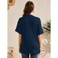 thumbnail image 6 of Demotime Women's Cardigans Open Front Short Sleeve Soft Casual Cover Up with Pockets Navy Blue L, 6 of 7