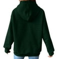 thumbnail image 4 of Kaprioy Womens Hoodies Casual Long Sleeve Drawstring Waffle Pullover Tops Loose Hooded Sweatshirt with Pocket Dark Green, XL, 4 of 6