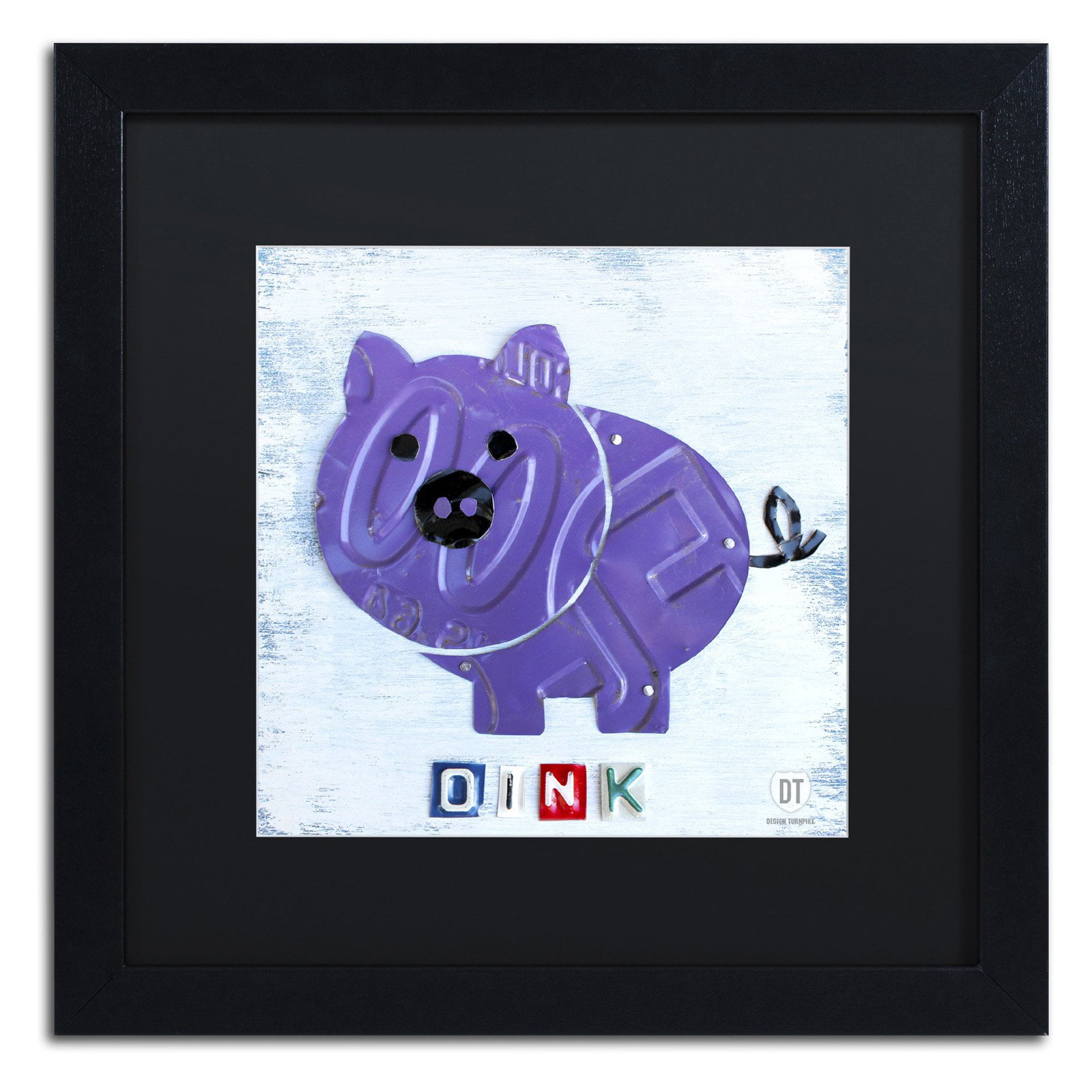 Trademark Fine Art 'Oink the Pig' Canvas Art by Design Turnpike, White Matte, Black Frame