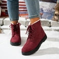 thumbnail image 5 of Winter Snow Boots for Women, Warm Fur Lined Ankle Boots Comfortable Suede Lace Up Booties Cute Flat Shoes (Red,39), 5 of 8