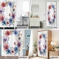 thumbnail image 6 of Blue Red Flower Fabric Shower Curtain Watercolor Wreath Washable Shower Curtains for Bathroom, Waterproof Bath Curtain with Hooks Home Decor 72x72in, 6 of 8