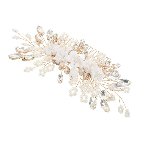 Bride Hair Accessory Bridal Headpieces for Wedding Flower Comb Bridesmaid Golden