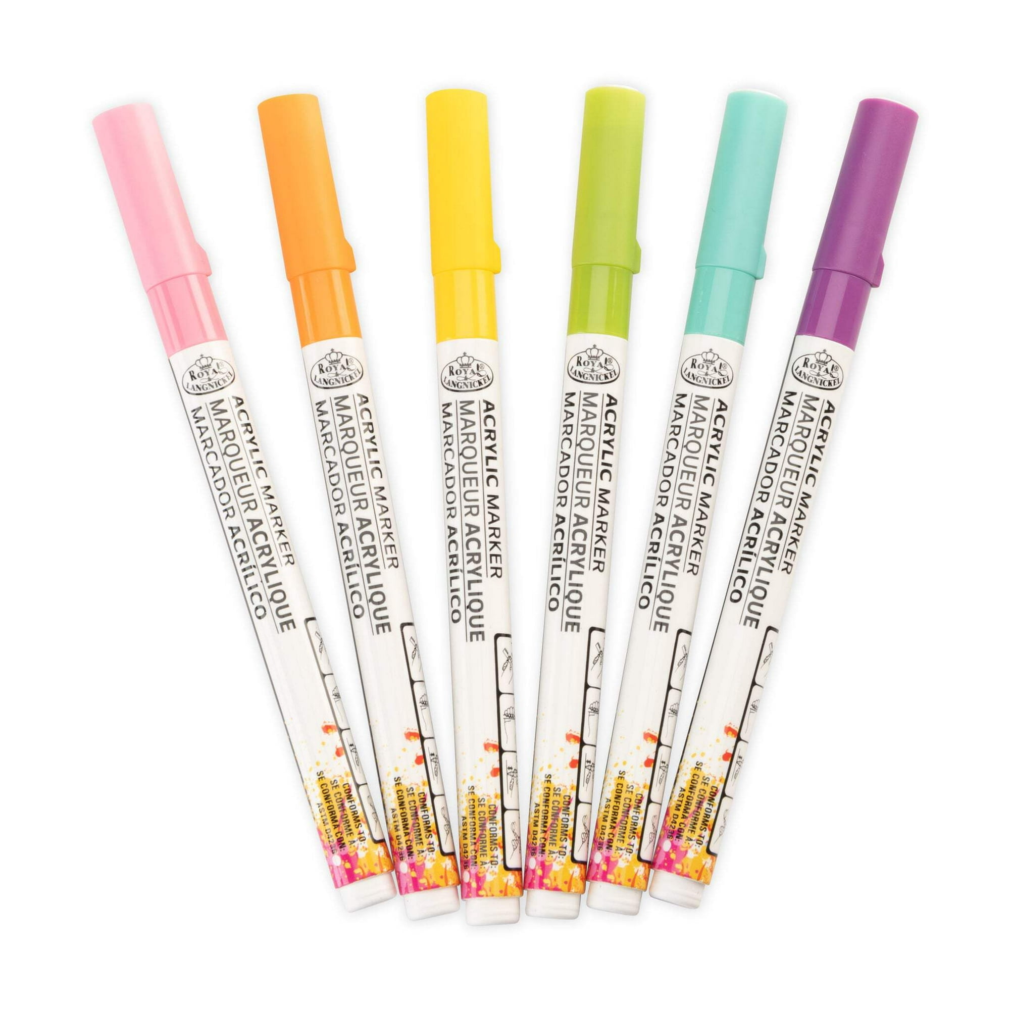 Royal & Langnickel 6 Piece Acrylic .2 mm Hue Markers - 4 Pack