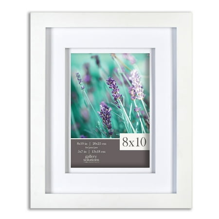 GALLERY SOLUTIONS 8x10 White Wood Frame with Double White Mat For 5x7