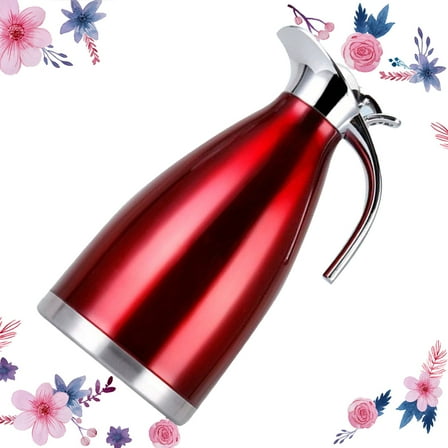 OUNONA Stylish Red Stainless Steel Thermal Bottle for Storing Water Insulated Vacuum Pot 2L