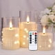 thumbnail image 1 of Juego de 3 Velas LED con Efecto de Cristal, Vela Eléctrica Efecto Llama, Velas a Pilas sin Llama con Control Remoto, Ideal para Acción de Gracias,Bodas, Navidad, Decoración (Blanco Cálido), 1 of 7