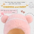 thumbnail image 4 of Kids Winter Hat & Scarf Set with Bear Plush – Warm Wool Blend Knit Set with Neck Warmer, Pink-dh, 4 of 5