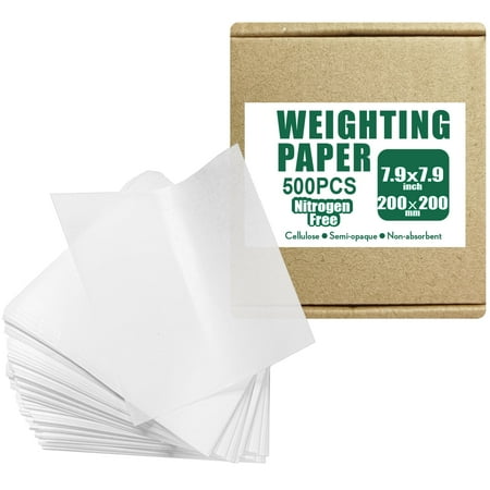 Cellulose Weighing Paper Sheet,Smooth Weigh Paper, Nitrogen Free,Non-Absorbing, High-Gloss,7.9"X7.9",500pcs