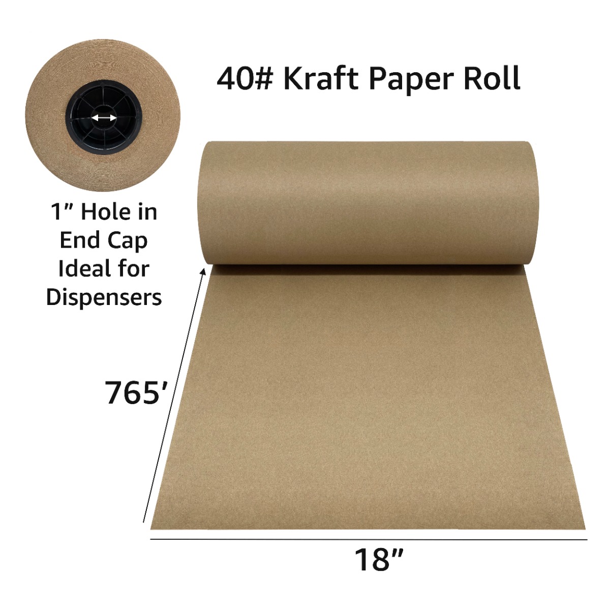UOFFICE Kraft Paper Roll 765'x18" 40lb Strength