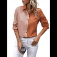 thumbnail image 1 of Camisas con Botones para Mujer, Blusas de Larga, Blusas Casuales Lisas para Oficina y Trabajo Naranja S, 1 of 7