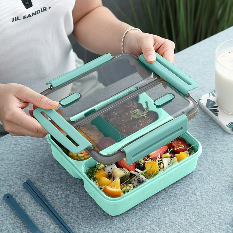 Bento Box Adult Lunch Box,Lunch Box with Compartments(47oz),Stackable  Adults Bento Lunch Box,Rectangle Lunchable Food Container with Utensil